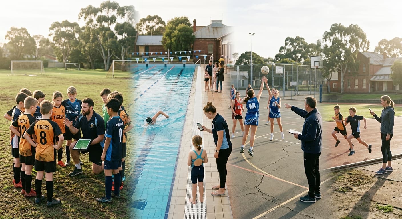 Coaches and clubs running training sessions across soccer, swimming and netball